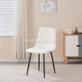 Silla de comedor PU blanca con 4 piernas negras